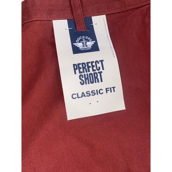 Dockers Perfect Shorts Mens 40 Coral Classic Fit Flat Front Stretch Casual NEW - Picture 3 of 5